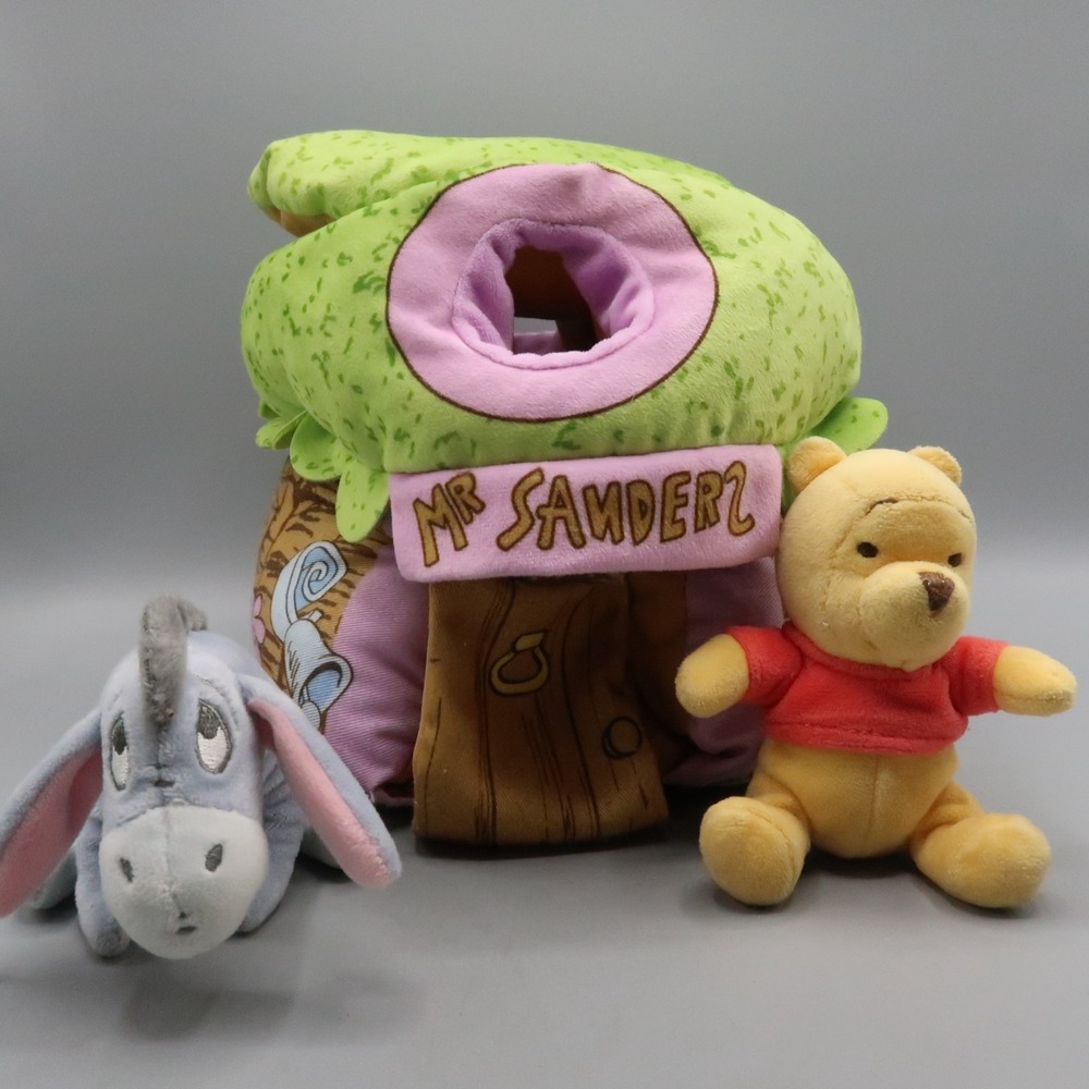 Disney Baby Winnie The Pooh Mr. Sanders Tree House Plush Eeyore Pooh Lot set